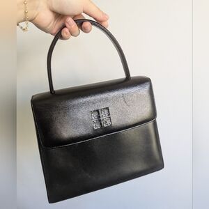 AUTHENTIC VINTAGE Black Calf Leather Givenchy Maroquinerie Top Handle Bag